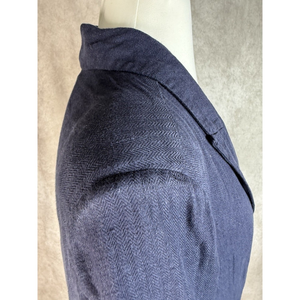 Sundance Linen Iris Herringbone Relaxed Blazer In Blue Women's Size M - Picture 5 of 10